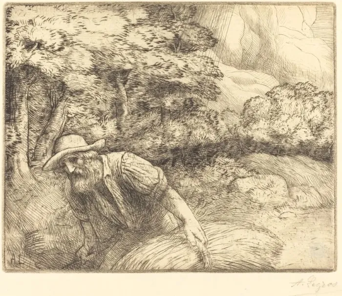 Framed Print : Man Foraging (L homme au fourrage). Creator: Alphonse Legros Framed Print : Man Foraging (L homme au fourrage). Creator: Alphonse Legros