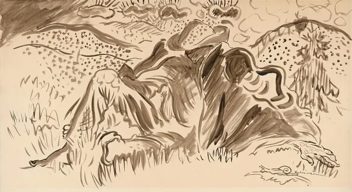 Framed Print : Man in the forest resting, c1935. Creator: Arnold Peter Weisz-Kubincan Framed Print : Man in the forest resting, c1935. Creator: Arnold Peter Weisz-Kubincan