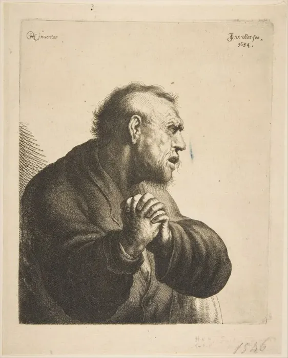 Framed Print : A Man Grieving, 1634. Creator: Jan Georg van Vliet Framed Print : A Man Grieving, 1634. Creator: Jan Georg van Vliet