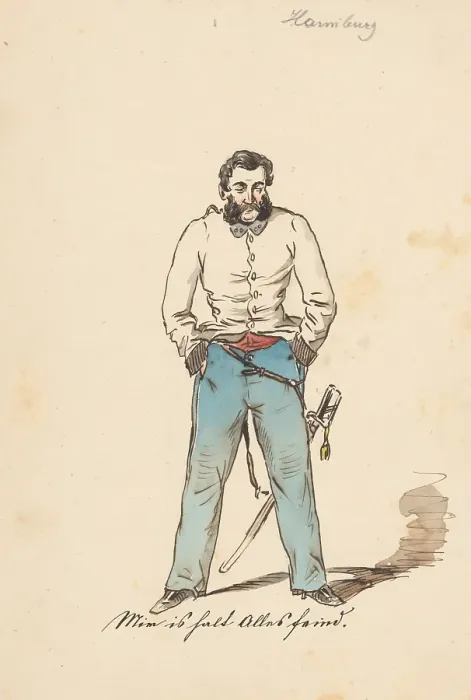 Framed Print : Man with hands in pockets, 1850-1855. Creator: Friedrich Carl von Scheidlin Framed Print : Man with hands in pockets, 1850-1855. Creator: Friedrich Carl von Scheidlin