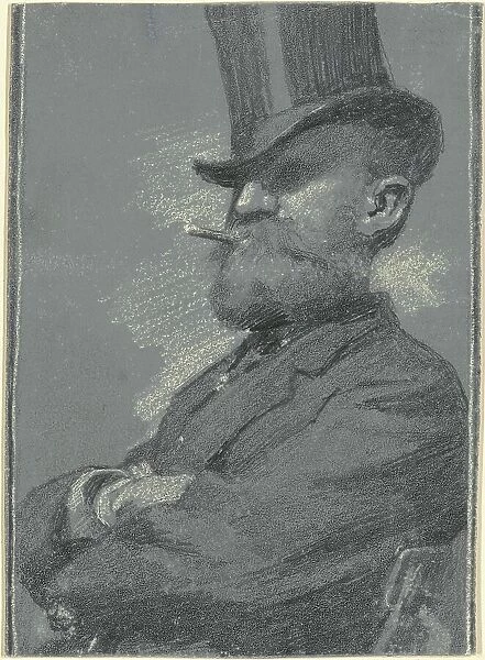 Man in Top Hat, Smoking a Cigar, late 19th century. Creator: Robert William Vonnoh