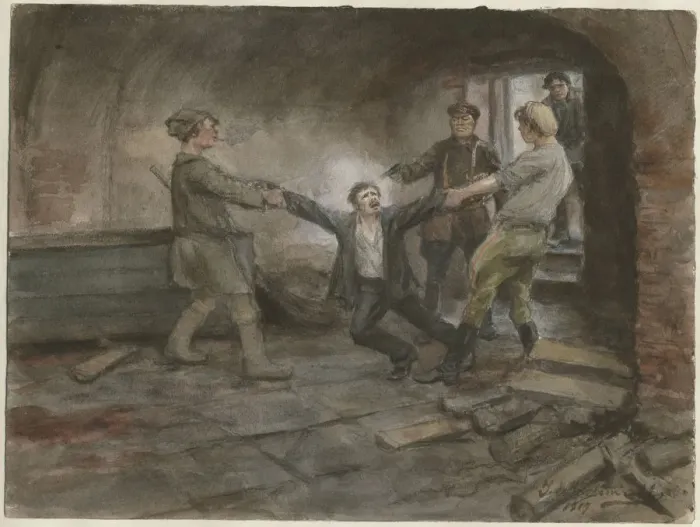Framed Print : Man being held and executed (from the series of watercolors Russian revolution), 1919 Framed Print : Man being held and executed (from the series of watercolors Russian revolution), 1919