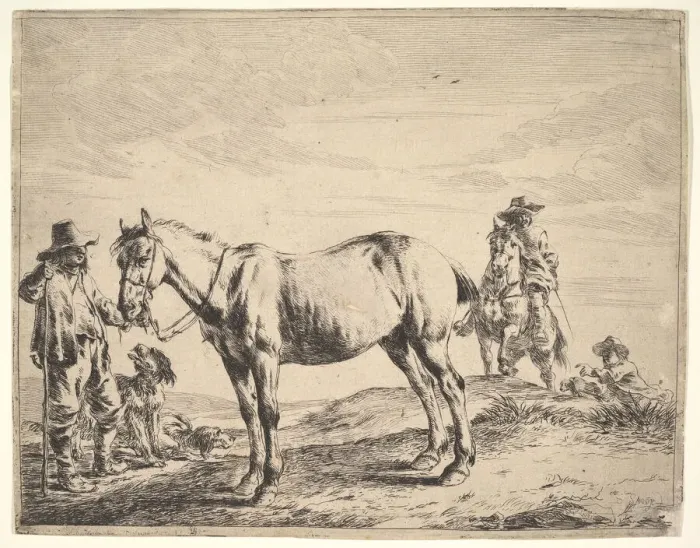 Framed Print : Man Holding a Horse by the Bridle. Creator: Dirck Stoop Framed Print : Man Holding a Horse by the Bridle. Creator: Dirck Stoop
