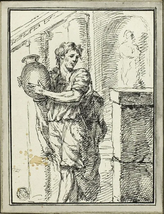 Framed Print : Man Holding Jar, 1785. Creator: David Pierre Giottino Humbert de Superville Framed Print : Man Holding Jar, 1785. Creator: David Pierre Giottino Humbert de Superville