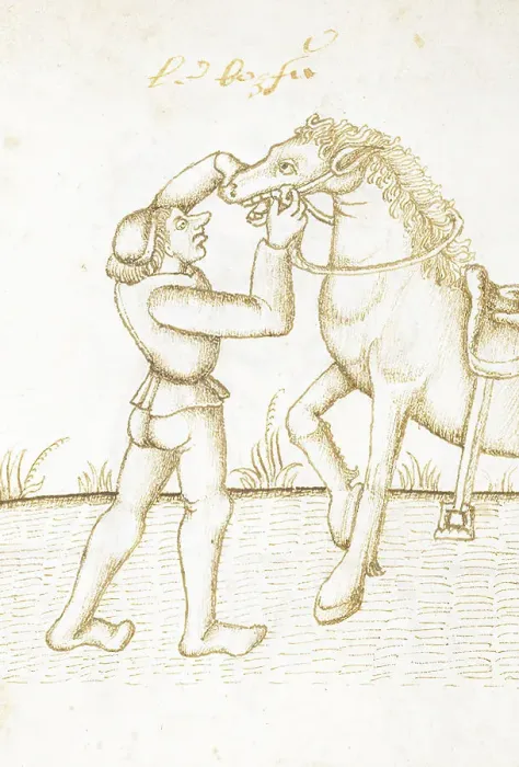 Framed Print : Man with horse, c1490. Creator: Unknown Framed Print : Man with horse, c1490. Creator: Unknown