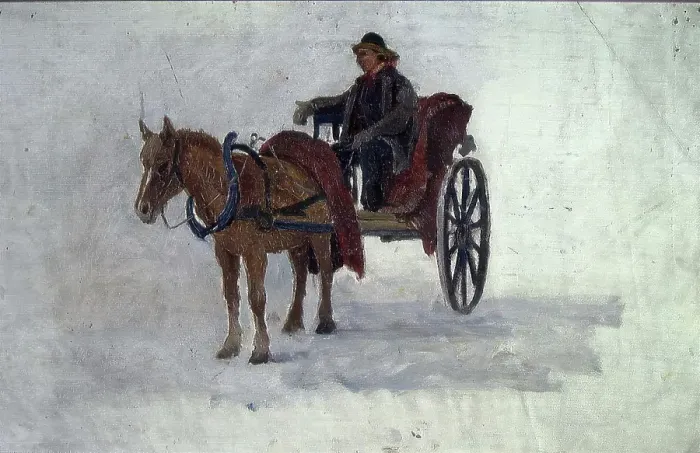 Framed Print : Man with Horse and Cart, Undated. Creator: Fredrik Jonas Lucian Botfield Collett Framed Print : Man with Horse and Cart, Undated. Creator: Fredrik Jonas Lucian Botfield Collett