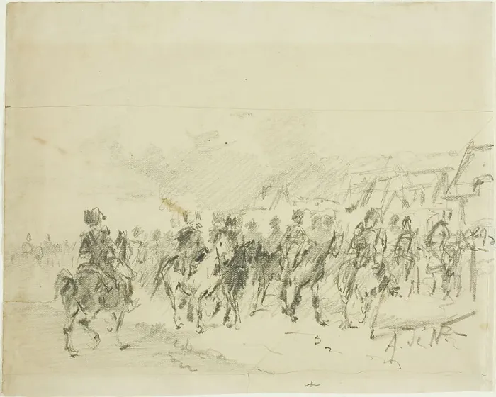Framed Print : Man on Horseback, n.d. Creator: Alphonse de Neuville Framed Print : Man on Horseback, n.d. Creator: Alphonse de Neuville