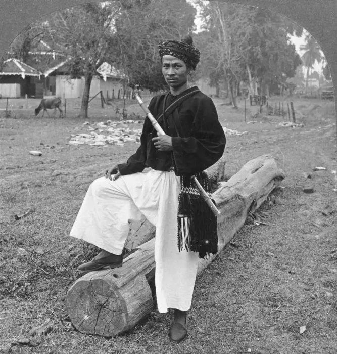 Framed Print : Man of the Kachin Tribe, Upper Burma, 1908. Artist: Stereo Travel Co Framed Print : Man of the Kachin Tribe, Upper Burma, 1908. Artist: Stereo Travel Co