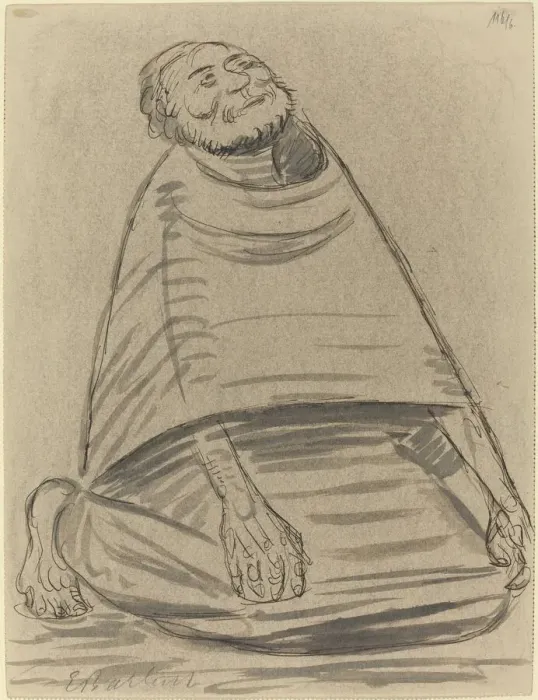 Framed Print : Man Kneeling, 1916. Creator: Ernst Barlach Framed Print : Man Kneeling, 1916. Creator: Ernst Barlach