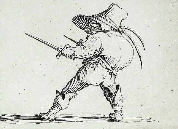 Man with a Large Belly Adorned with a Row of Buttons, 1616. Creator: Jacques Callot