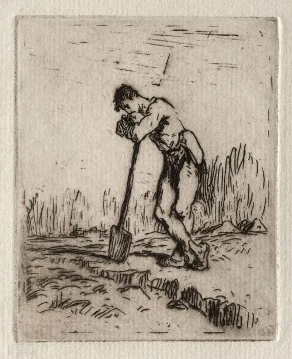 Framed Print : Man Leaning on a Spade. Creator: Jean-Francois Millet (French, 1814-1875) Framed Print : Man Leaning on a Spade. Creator: Jean-Francois Millet (French, 1814-1875)