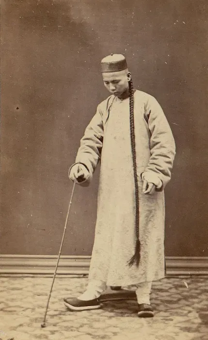 Framed Print : Man with Long Braid, 1870s Creator: Unknown Framed Print : Man with Long Braid, 1870s Creator: Unknown