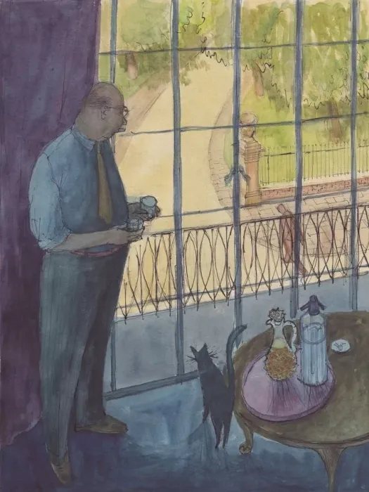 Framed Print : Man looking out of window, 1952. Creator: Shirley Markham Framed Print : Man looking out of window, 1952. Creator: Shirley Markham