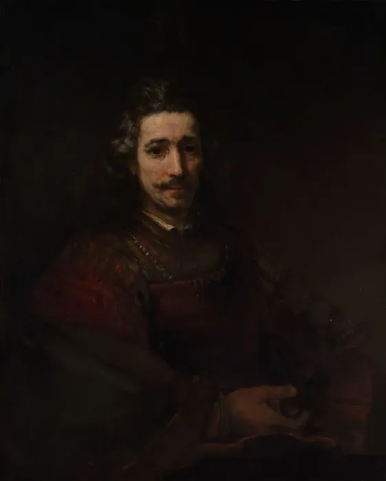 Framed Print : Man with a Magnifying Glass, early 1660s. Creator: Rembrandt Harmensz van Rijn Framed Print : Man with a Magnifying Glass, early 1660s. Creator: Rembrandt Harmensz van Rijn