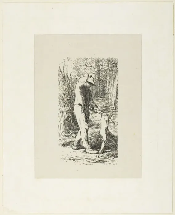 Framed Print : Man Making Faggots, 1853, after drawing made in 1852. Creator: Jacques-Adrien Lavieille Framed Print : Man Making Faggots, 1853, after drawing made in 1852. Creator: Jacques-Adrien Lavieille