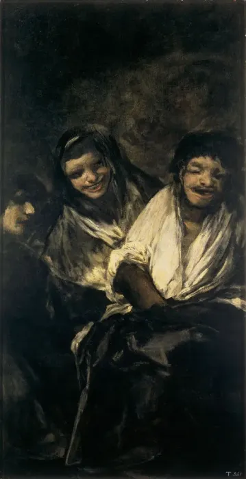 Framed Print : Man Mocked by Two Women (Women Laughing or The Ministration). Artist: Goya, Francisco, de (1746-1828) Framed Print : Man Mocked by Two Women (Women Laughing or The Ministration). Artist: Goya, Francisco, de (1746-1828)