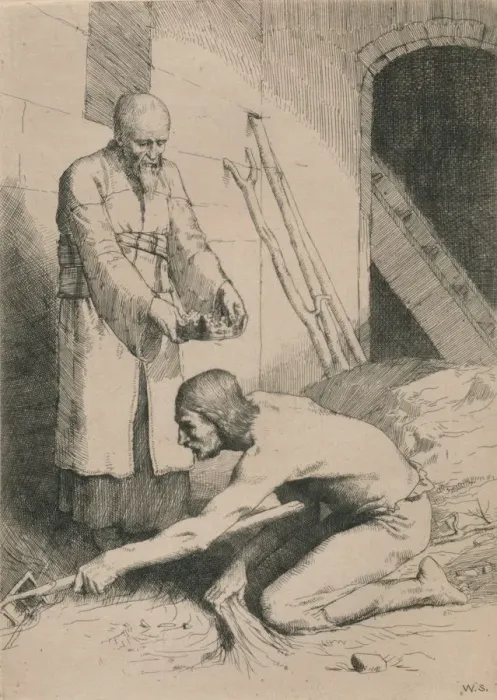 Framed Print : The Man with the Muckrake, c1916. Artist: William Strang Framed Print : The Man with the Muckrake, c1916. Artist: William Strang