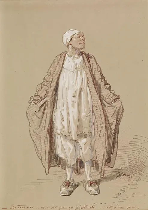 Framed Print : Man in Night Dress, 1804-1866. Creator: Paul Gavarni Framed Print : Man in Night Dress, 1804-1866. Creator: Paul Gavarni