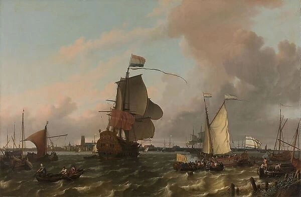 The Man-of-War Brielle on the River Maas off Rotterdam, 1689. Creator: Ludolf Bakhuizen