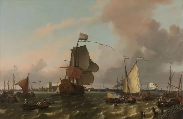 Framed Print : The Man-of-War Brielle on the River Maas off Rotterdam, 1689. Creator: Ludolf Bakhuizen Framed Print : The Man-of-War Brielle on the River Maas off Rotterdam, 1689. Creator: Ludolf Bakhuizen