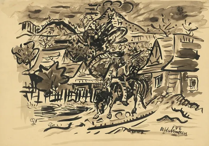 Framed Print : Man from Orava on a horse, c1935. Creator: Arnold Peter Weisz-Kubincan Framed Print : Man from Orava on a horse, c1935. Creator: Arnold Peter Weisz-Kubincan
