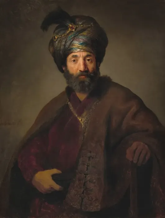 Framed Print : Man in Oriental Costume, c. 1635. Creators: Rembrandt Harmensz van Rijn Framed Print : Man in Oriental Costume, c. 1635. Creators: Rembrandt Harmensz van Rijn