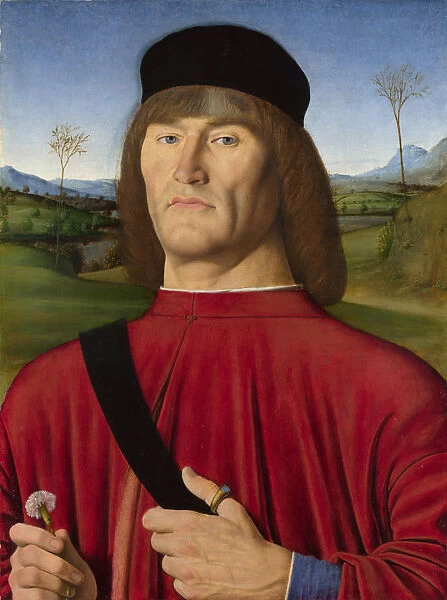 A Man with a Pink, c. 1495. Artist: Solari (Solario), Andrea (1470-1524)