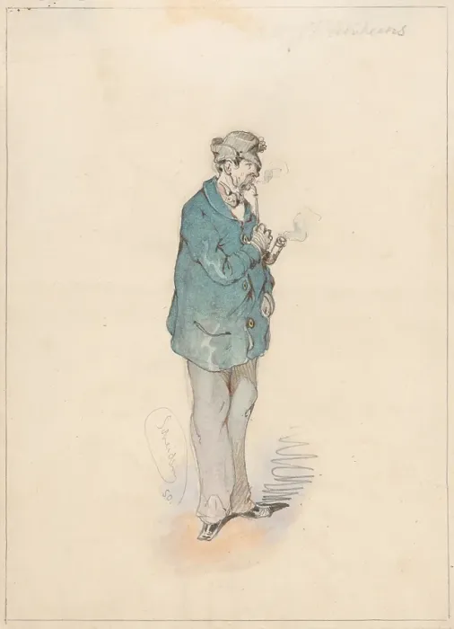 Framed Print : Man with a pipe, 1850. Creator: Friedrich Carl von Scheidlin Framed Print : Man with a pipe, 1850. Creator: Friedrich Carl von Scheidlin