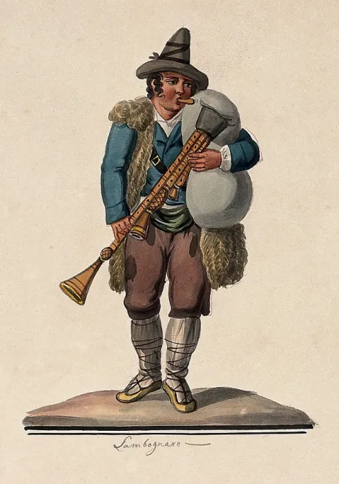 Framed Print : A man playing the bagpipes. Creator: Unknown Framed Print : A man playing the bagpipes. Creator: Unknown