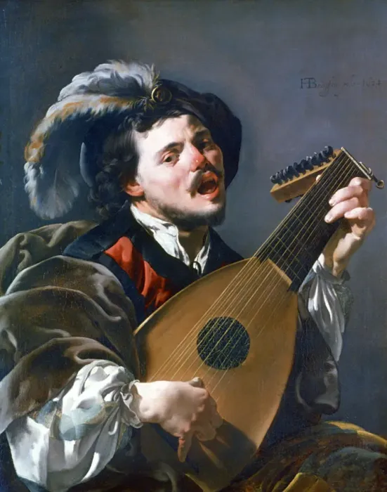 Framed Print : A Man playing a Lute, 1624. Artist: Hendrick ter Brugghen Framed Print : A Man playing a Lute, 1624. Artist: Hendrick ter Brugghen