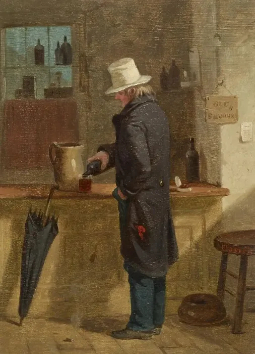 Framed Print : Man Pouring a Drink at a Bar, c1859. Creator: Charles Felix Blauvelt Framed Print : Man Pouring a Drink at a Bar, c1859. Creator: Charles Felix Blauvelt