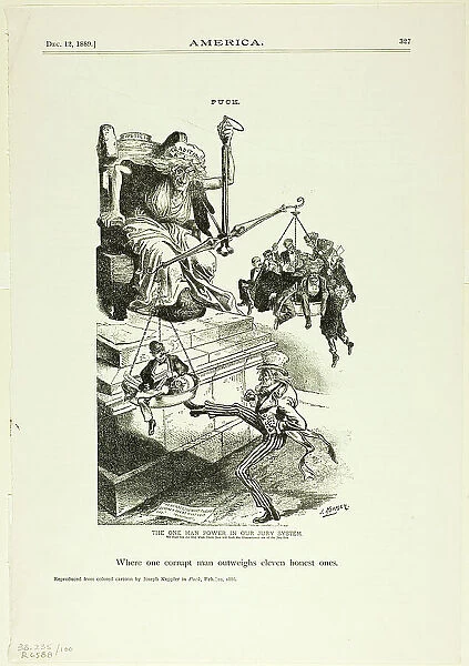 The One Man Power in our Jury System, from Puck, published February 10, 1886. Creator: Joseph Keppler