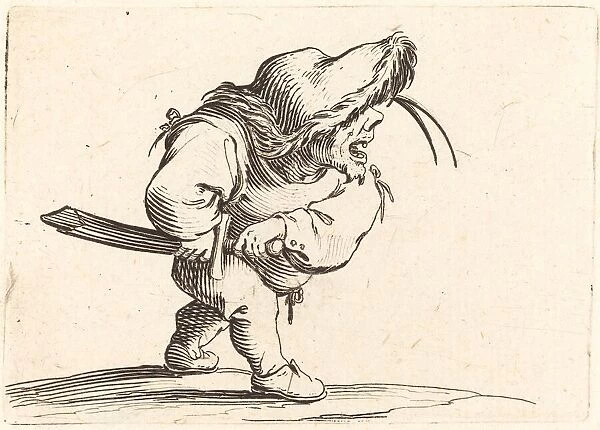 Man Preparing to Draw his Sword, c. 1622. Creator: Jacques Callot