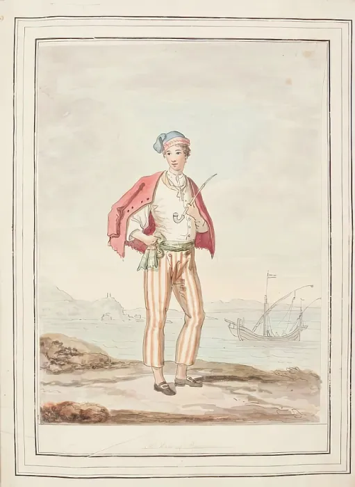 Framed Print : A Man of Procida, leaf from A Collection of Dresses by David Allan Mostly from Nature, 1776 Framed Print : A Man of Procida, leaf from A Collection of Dresses by David Allan Mostly from Nature, 1776