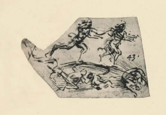 Framed Print : A Man Pursuing A Woman, c1480 (1945). Artist: Leonardo da Vinci Framed Print : A Man Pursuing A Woman, c1480 (1945). Artist: Leonardo da Vinci