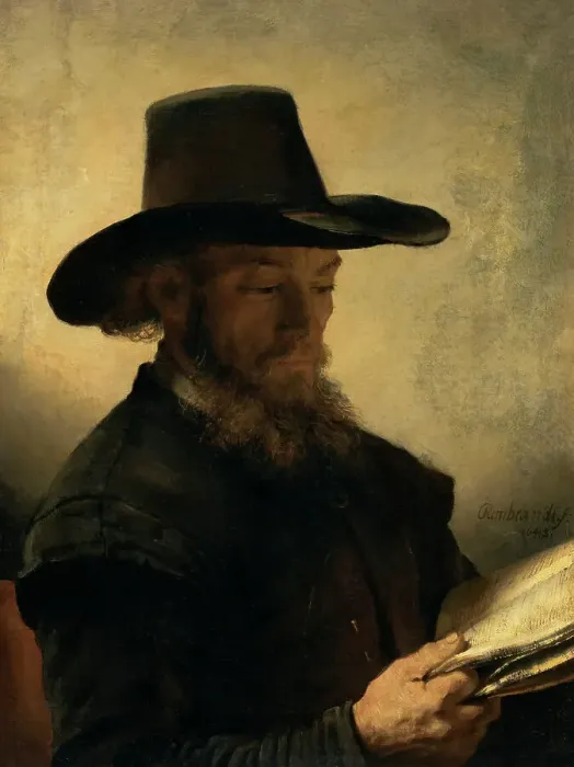 Framed Print : Man Reading, c1648. Creator: Rembrandt Harmensz van Rijn Framed Print : Man Reading, c1648. Creator: Rembrandt Harmensz van Rijn