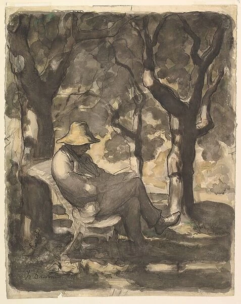 A Man Reading in a Garden (recto); Preliminary sketch for a Man Reading in a Garden (v