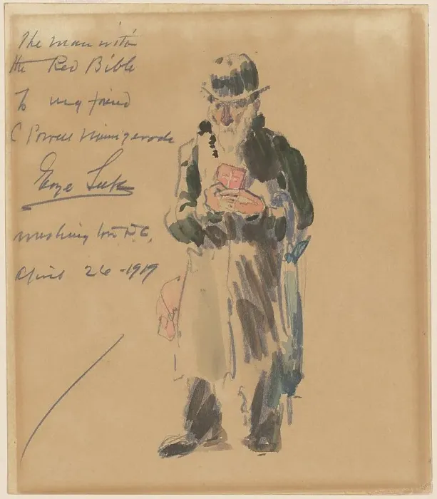 Framed Print : The Man with the Red Bible, 1919. Creator: George Benjamin Luks Framed Print : The Man with the Red Bible, 1919. Creator: George Benjamin Luks