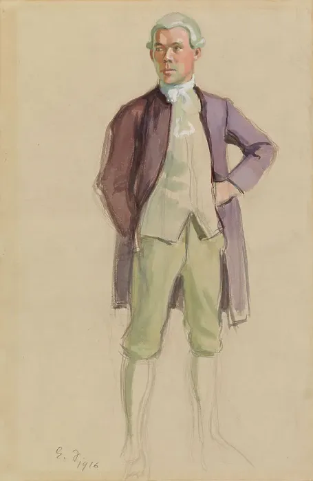 Framed Print : Man in Rococo Attire (F.E. Sillanpää), study for the mural Meeting of the Aurora Society, 1916. Creator: Eero Jarnefelt Framed Print : Man in Rococo Attire (F.E. Sillanpää), study for the mural Meeting of the Aurora Society, 1916. Creator: Eero Jarnefelt