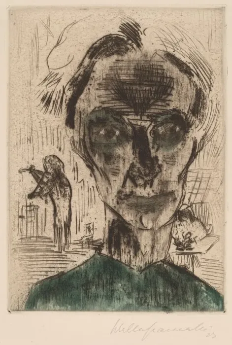 Framed Print : Man in a Room, Self-portrait, 1922-1923. Creator: Walter Gramatté