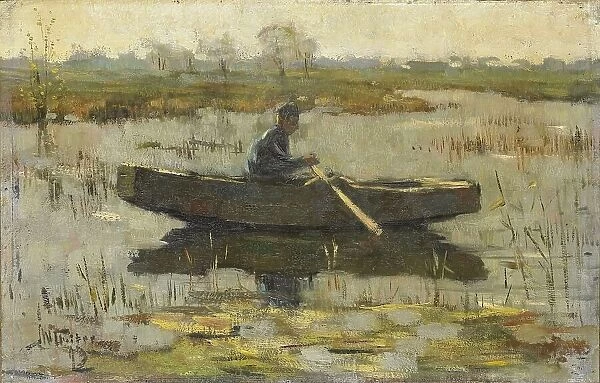 Man in a rowing boat, 1880-1926. Creator: Hermanus Gerhardus Wolbers
