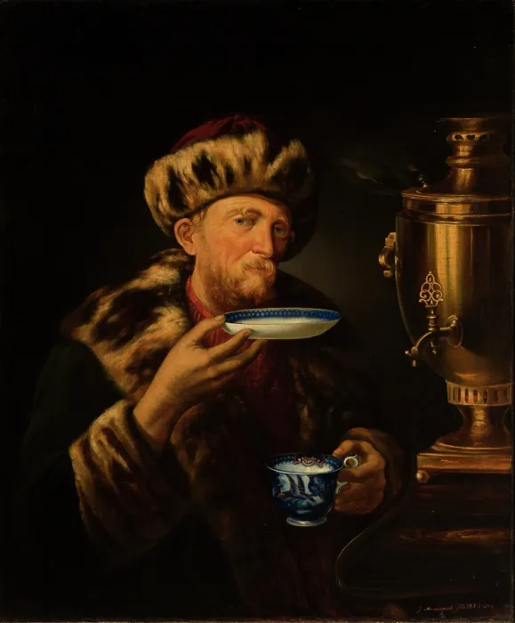 Framed Print : Man at a Samovar, 1853. Creator: Jan Moraczynski Framed Print : Man at a Samovar, 1853. Creator: Jan Moraczynski