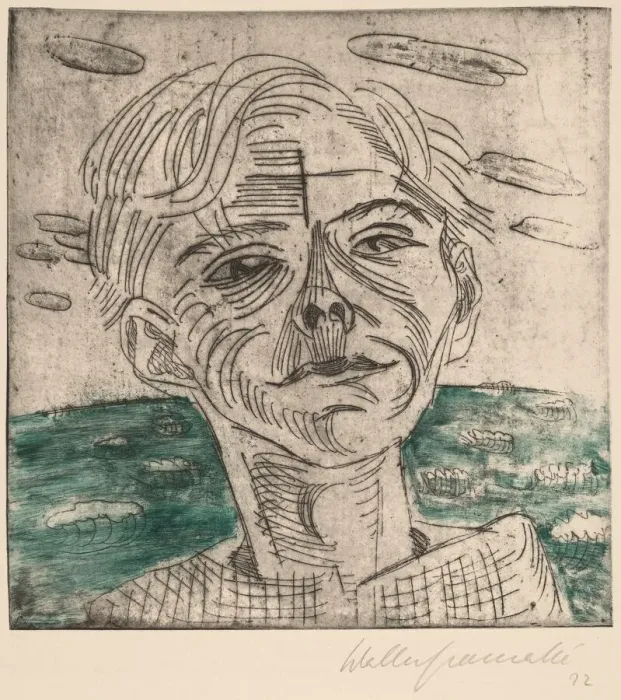 Framed Print : Man at the Sea, Self-portrait (Mann am Meer, Selbstportrat), 1923