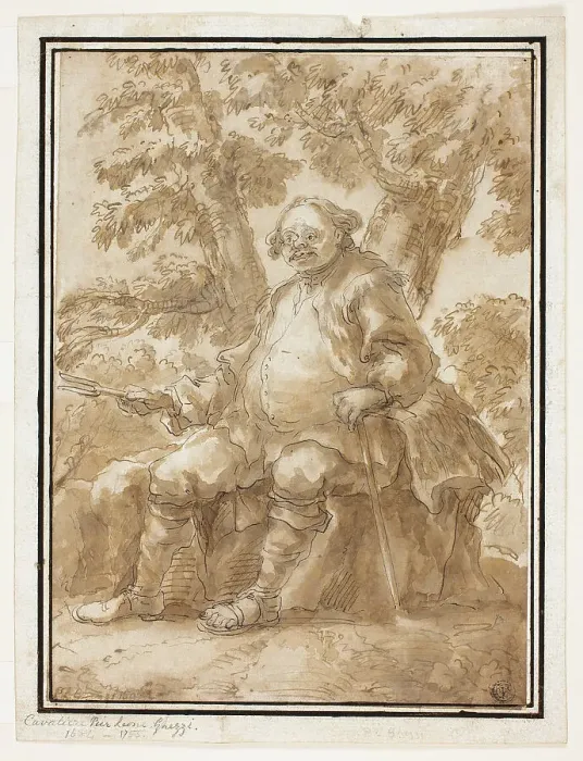 Framed Print : Man Seated in Front of Trees, n.d. Creators: Carlo Marchionni, Pier Leone Ghezzi Framed Print : Man Seated in Front of Trees, n.d. Creators: Carlo Marchionni, Pier Leone Ghezzi