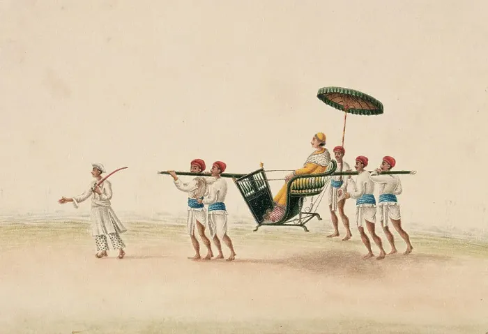 Framed Print : A Man on a Sedan Chair, c1825. Creator: Unknown Framed Print : A Man on a Sedan Chair, c1825. Creator: Unknown