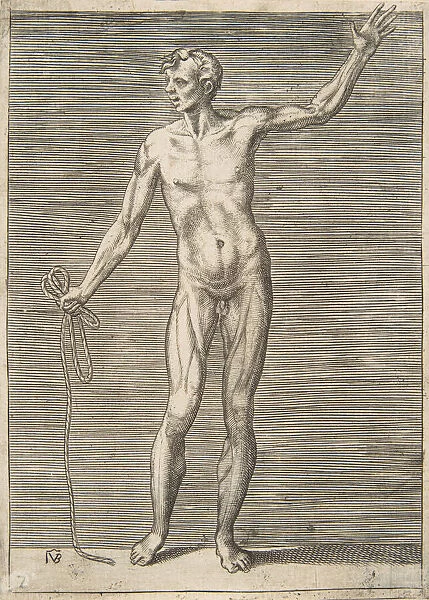 Man seen from the Front, holding a Rope in his right Hand, 16th century