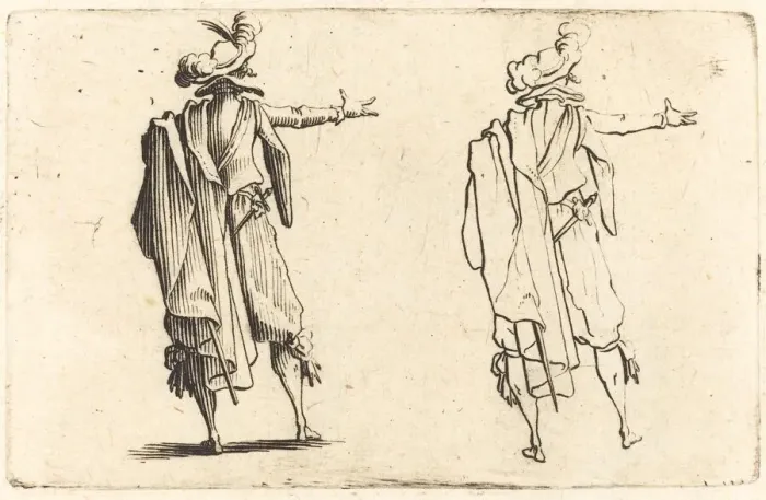 Framed Print : Man seen from Behind with His Right Arm Extended, c. 1622. Creator: Jacques Callot Framed Print : Man seen from Behind with His Right Arm Extended, c. 1622. Creator: Jacques Callot