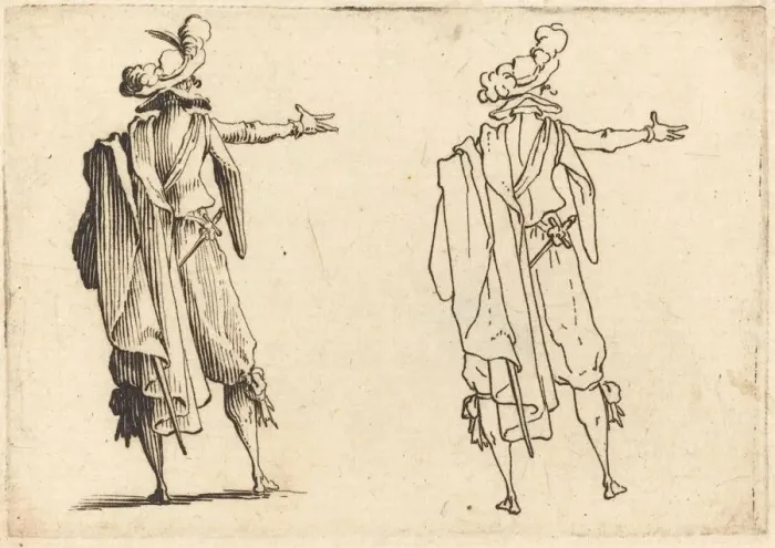 Framed Print : Man seen from Behind with His Right Arm Extended, c. 1617. Creator: Jacques Callot Framed Print : Man seen from Behind with His Right Arm Extended, c. 1617. Creator: Jacques Callot
