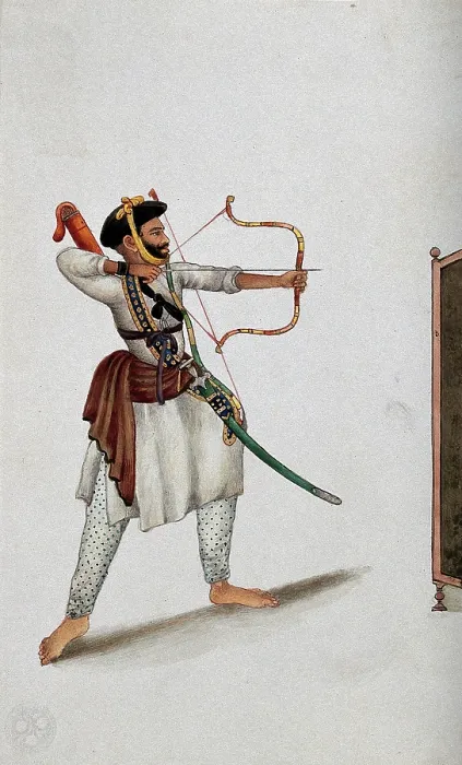 Framed Print : A man shooting an arrow, (between 1800 and 1899?). Creator: Unknown Framed Print : A man shooting an arrow, (between 1800 and 1899?). Creator: Unknown