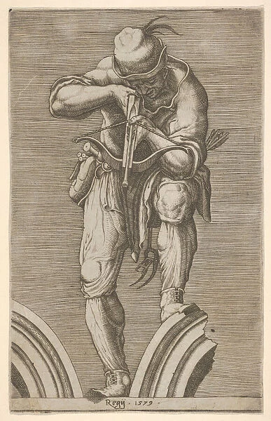 A Man Shooting a Crossbow, 1579. Creator: Cherubino Alberti
